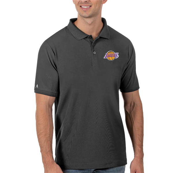 Men's Grey Los Angeles Lakers Antigua Legacy Pique Polo